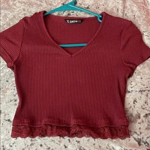 burgundy crop top